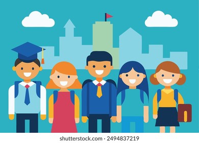 Set of back to school vector illustrations cartoons clip art and line art designs