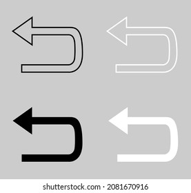 Set of Back Vector Icon. Undo icon in trendy flat style. Undo icon image, Undo icon illustration isolated gray background