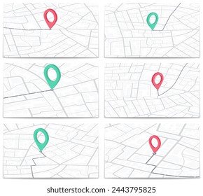 Set of backdrops map. Abstract background. View from above. Navigate mapping technology for distance data. Editable vector illustration