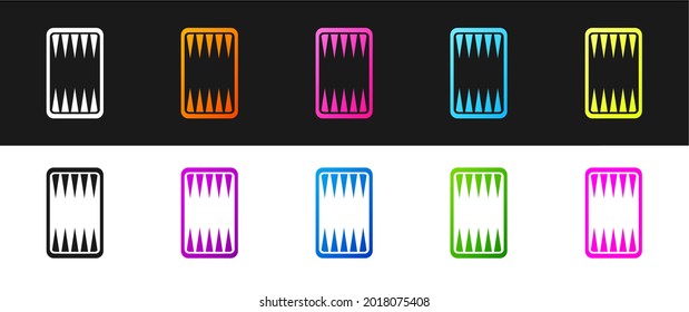 Set Backgammon board icon isolated on black and white background.  Vector svg