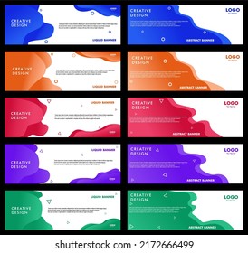 eingesetzter Hintergrund
 abstrakte Farbverlauf-Banner-Vorlage bunt mit Farbverlauf-Farben. Design mit flüssiger Form für Poster, Web, Landung, Seite, Cover, Werbung, Gruß, Karte, Promotion.