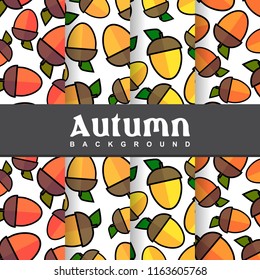 a set background of acorn fruit tree with leaves seamless pattern wallpaper illustration collection