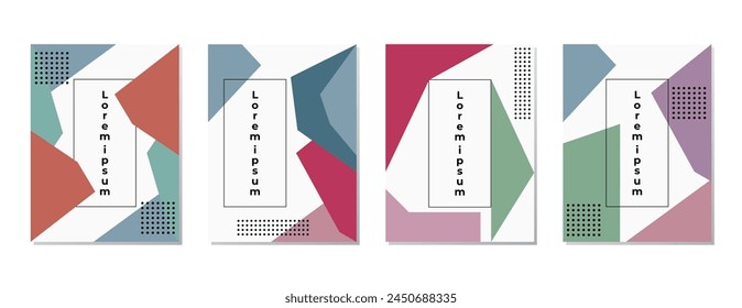SET BACKGROUND WITH AESTHETIC GEOMETRIC SHAPES COMPOSITION. TRENDY SIMPLE PASTEL COLOR VECTOR DESIGN . GOOD FOR POSTER, WALLPAPER, COVER, FRAME, FLYER, SOCIAL MEDIA, GREETING CARD