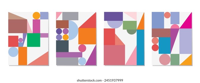 SET BACKGROUND WITH AESTHETIC GEOMETRIC SHAPES COMPOSITION. TRENDY SIMPLE DESIGN PASTEL COLOR. GOOD FOR POSTER, WALLPAPER, COVER, FRAME, FLYER, SOCIAL MEDIA, GREETING CARD