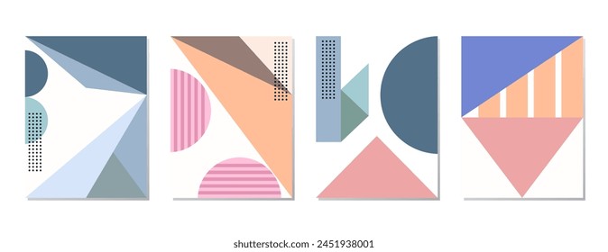 SET BACKGROUND WITH AESTHETIC GEOMETRIC SHAPES COMPOSITION. TRENDY SIMPLE DESIGN PASTEL COLOR. GOOD FOR POSTER, WALLPAPER, COVER, FRAME, FLYER, SOCIAL MEDIA, GREETING CARD