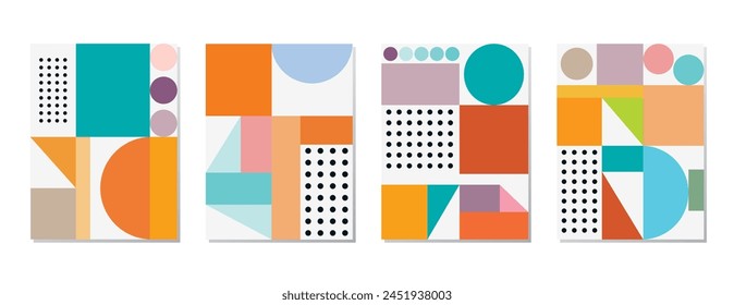 SET BACKGROUND WITH AESTHETIC GEOMETRIC SHAPES COMPOSITION. TRENDY SIMPLE DESIGN PASTEL COLOR. GOOD FOR POSTER, WALLPAPER, COVER, FRAME, FLYER, SOCIAL MEDIA, GREETING CARD