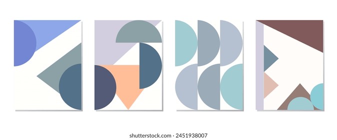 SET BACKGROUND WITH AESTHETIC GEOMETRIC SHAPES COMPOSITION. TRENDY SIMPLE DESIGN PASTEL COLOR. GOOD FOR POSTER, WALLPAPER, COVER, FRAME, FLYER, SOCIAL MEDIA, GREETING CARD