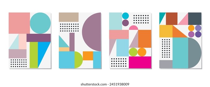 SET BACKGROUND WITH AESTHETIC GEOMETRIC SHAPES COMPOSITION. TRENDY SIMPLE DESIGN PASTEL COLOR. GOOD FOR POSTER, WALLPAPER, COVER, FRAME, FLYER, SOCIAL MEDIA, GREETING CARD