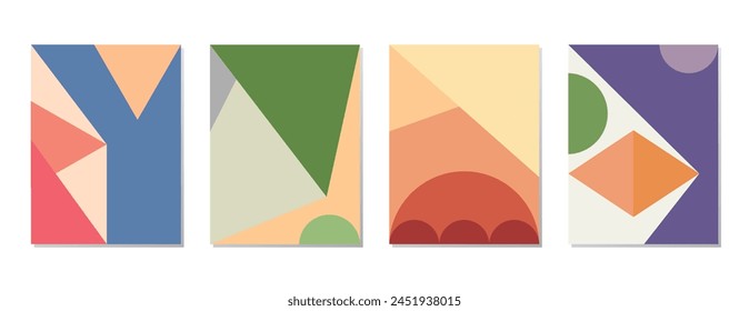 SET BACKGROUND WITH AESTHETIC GEOMETRIC SHAPES COMPOSITION. TRENDY SIMPLE DESIGN PASTEL COLOR. GOOD FOR POSTER, WALLPAPER, COVER, FRAME, FLYER, SOCIAL MEDIA, GREETING CARD