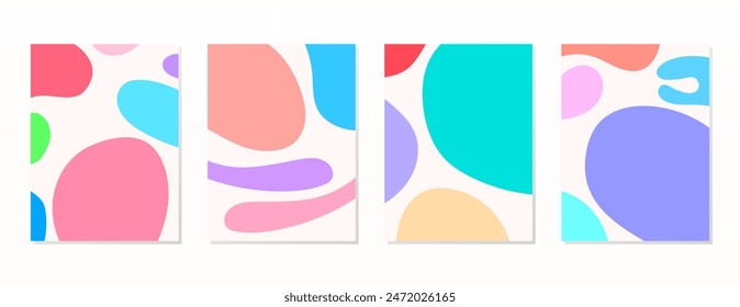 SET BACKGROUND WITH AESTHETIC HAND DRAWN SHAPES COMPOSITION. TRENDY SIMPLE PASTEL COLOR VECTOR DESIGN . GOOD FOR POSTER, WALLPAPER, COVER, FRAME, FLYER, SOCIAL MEDIA, GREETING CARD