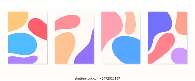 SET BACKGROUND WITH AESTHETIC HAND DRAWN SHAPES COMPOSITION. TRENDY SIMPLE PASTEL COLOR VECTOR DESIGN . GOOD FOR POSTER, WALLPAPER, COVER, FRAME, FLYER, SOCIAL MEDIA, GREETING CARD