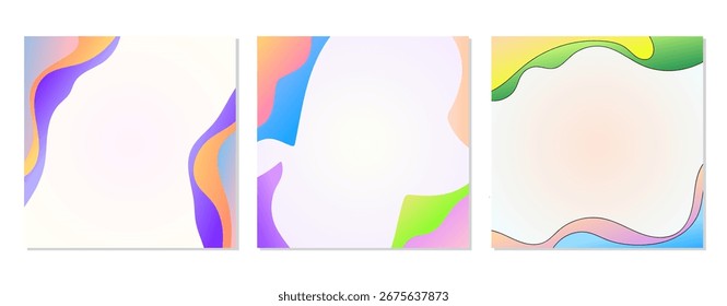SET DE FONDO CON FORMAS ESTÉTICAS DIBUJADAS A MANO COMPOSICIÓN. DISEÑO DE VECTOR DE COLOR DEGRADADO SIMPLE DE MODA . BUENO PARA CARTEL, FONDO DE PANTALLA, CUBIERTA, MARCO, VOLANTE, REDES SOCIALES, TARJETA DE FELICITACIÓN