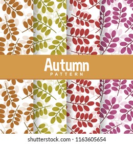 a set background of autumn fall branch leaves leaf seamless pattern wallpaper illustration collection
