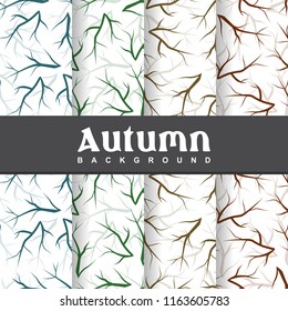a set background of autumn fall branch tree seamless pattern wallpaper illustration collection