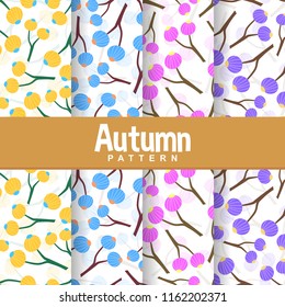 a set background of autumn fall colorful berry seamless pattern wallpaper illustration collection