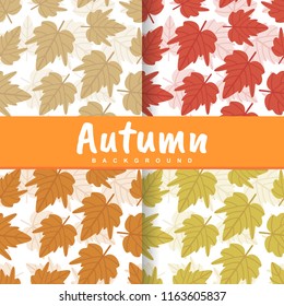 a set background of autumn fall colorful leaves seamless pattern wallpaper illustration collection