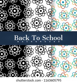 a set background of back to school atom seamless pattern wallpaper illustration collection