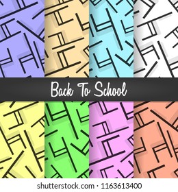 set background of back to school chair classroom seamless pattern wallpaper illustration collection