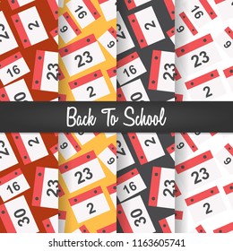 a set background of back to school date calender seamless pattern wallpaper illustration collection