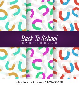 a set background of back to school magnet seamless pattern wallpaper illustration collection
