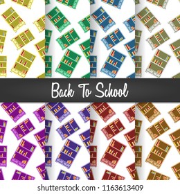 set background of back to school wooden cupboard seamless pattern wallpaper illustration collection