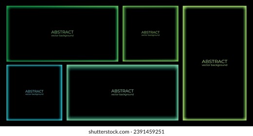 Conjunto de fondo, banner, afiche con marcos neones borrosos estilo minimalista imagen vectorial