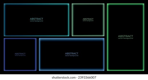 Set of background, banner, poster with neon blurred frames minimalist style vector image