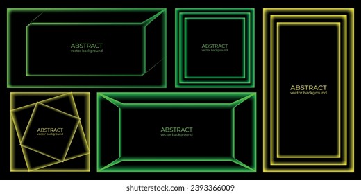 Set of background, banner, poster with neon blurred frames minimalist style vector image
