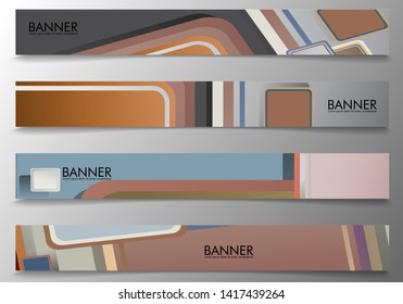 Set of background banners with a composition of stone and brick colors. Vector geometric design