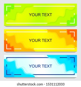 Set of background banners in the form of color vector layers, available in light green, yellow orange and blue white