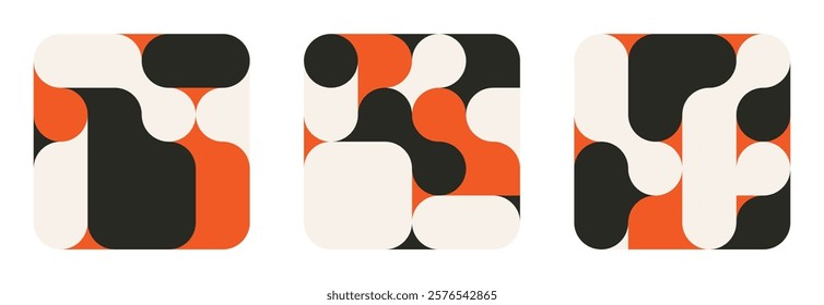 set of background with black liquid connected circle dots.metaballs pattern on white. abstarct geometric shapes collection Point movement flat icon	