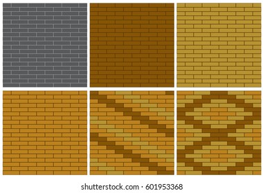 Set of background brick wall of the house. Vector illustration.