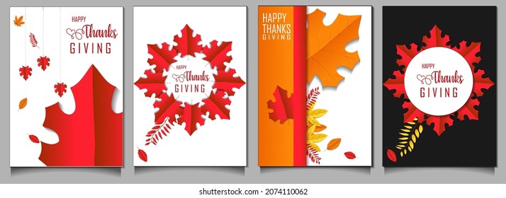 Set background for covers, invitations, posters, banners, flyers, placards. Minimal template design for branding, advertising with thanksgiving day.Vector illustration