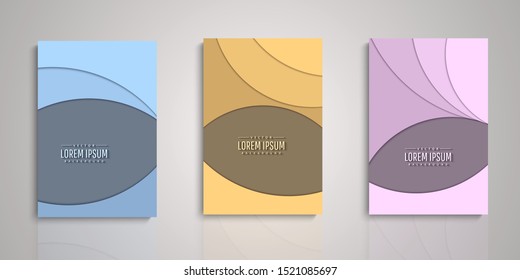 Set of  background with curve shape for covers Minimal template design  paper cut style. Vector illustration.Eps10