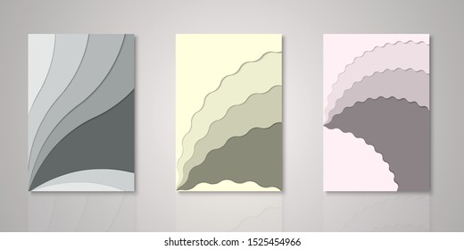 Set of  background with curve shape for covers, invitations, posters, banners, flyers, placards. Minimal template design  paper cut style. Vector illustration.Eps10