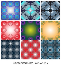 Set of background of electrical circuit processor. Vector illustration