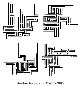 Set Background element design labyrinth texture. Gorgeous graphic image template white black for book psychology, creative problem solving, logical thinking, IT technology, vector Illustration eps10
