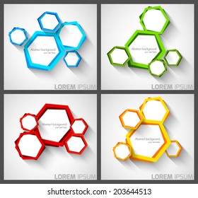 Set of background with hexagons