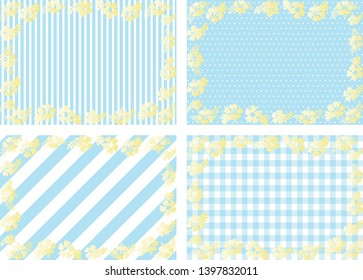 set background of hibiscus flower and stripe,dot,gingham check