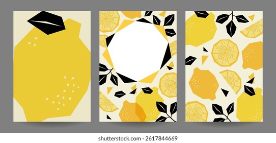 Um conjunto de material de fundo para uma ilustração de limão de aparência áspera