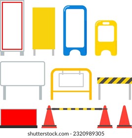 Set of background material for signs under construction and during work