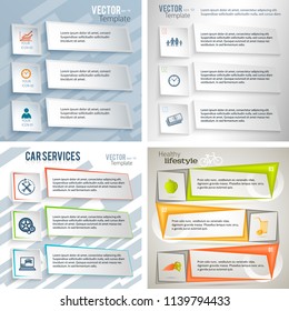 Set background Modern Design infographic style template with numbered 3d effect triangle. Vector illustration EPS 10 for new product newsletters, web banners, pages presentation