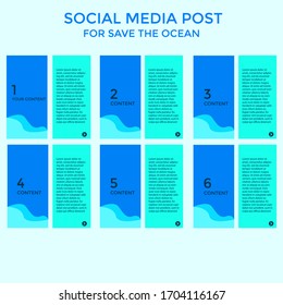 COLORIDA PUBLICACIÓN EN MEDIOS SOCIALES AHORRAR DISEÑO VECTOR LÍQUIDO PLANO DE PLANTILLA DE OCÉANO