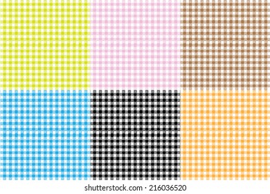 Set of background patterns : Colorful vector gingham patterns.