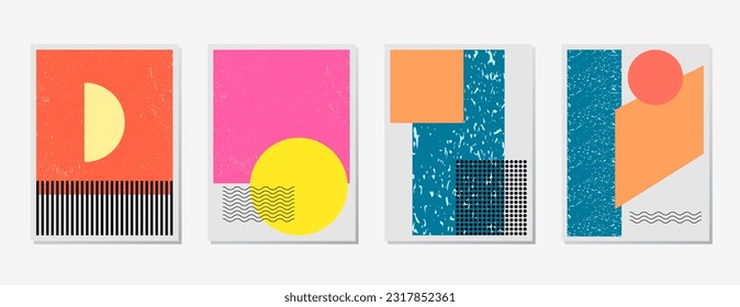 SET BACKGROUND SIMPLE DECORATIVE ILLUSTRATION ABSTRACT MINIMALIST GEOMETRIC SHAPE DESIGN. LINE ART DRAWING PASTEL COLOR GOOD FOR WALLPAPER, COVER, POSTER, PRINT
