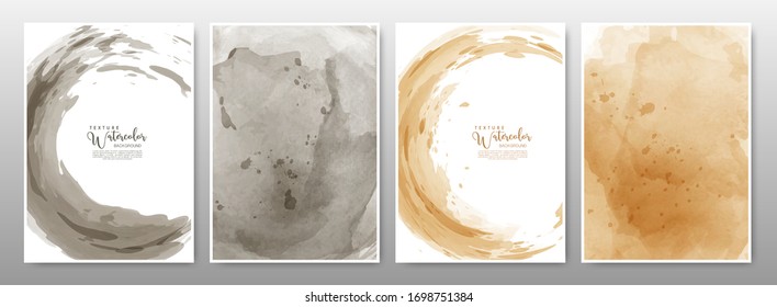 Conjunto de tonalidades de tierra de color de agua de manchas de fondo. Plantilla utilizada como elemento en el diseño decorativo de banner, portada, tarjeta y folleto.