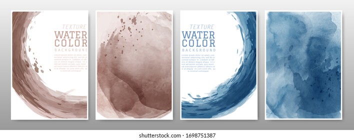 Set of background splash stain watercolor earth tone. Template used as being an element in the decorative design of banner, cover, card, and brochure.