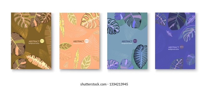 Set Background Summer Tropical Leaves Vector Design.