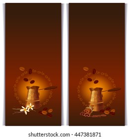Set of  background template with coffee, vanilla and spices.