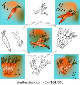 
Set background texture carrots, cards for the bill